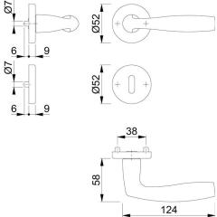 Rosettengrt.Vit.1515/42KV/42KVS Alu.F1 rd.OB DIN L/R D/D HOPPE