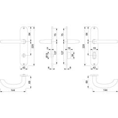 Langschildgarnitur Mar.E1138Z/302 VA F69 SK/OL 78mm DIN L/R HOPPE