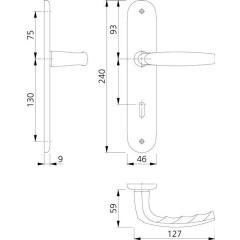 Langschildgarnitur Atlanta 1530/273P Alu.F1 OB 72mm DIN L/R HOPPE