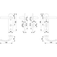 Kurzschildgarnitur Tôkyô 1710/273KP Alu.F1 SK/OL rd Drückergrt.HOPPE