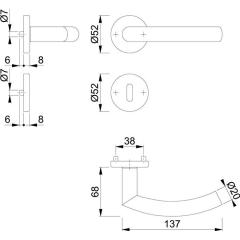 Rosettengrt.Tro.E1430Z/42KV/42KVS VA F69 rd.OB DIN L/R D/D HOPPE