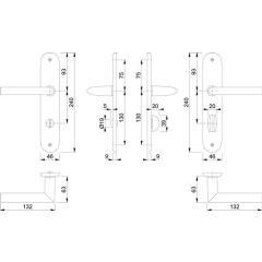 Langschildgarnitur Stock.1140/273P Alu.F1 SK/OL 78mm DIN L/R HOPPE