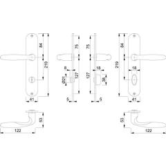 Langschildgarnitur Verona M151/302 MS F49-R SK/OL 78mm DIN L/R HOPPE