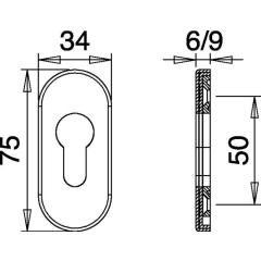 Schlüsselrosette 0811/9003 Alu.F1 Schildst.9mm PZ ov.EDI