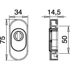 Schlüsselrosette 0815/0000 Alu.F1 Schildst.14,5mm PZ ov.EDI