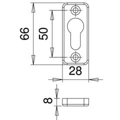 Schlüsselrosette 3319/0003 Alu.F1 Schildst.8mm PZ ktg EDI