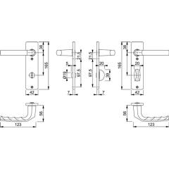 Kurzschildgarnitur Birm.1117/202KP/AP Alu.F2 SK/OL eck.Drückergrt.HOPPE