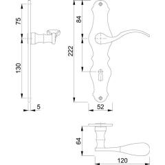 Langschildgarnitur Weimar M112SLN/2007 MS F73 BB 72mm DIN L/R HOPPE