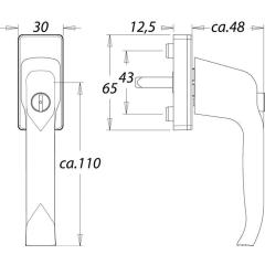 Fenstergriff 1003/2035 Alu.35mm F2/neusilberfarbig abschl.EDI