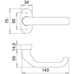 Feuerschutzdrückerlochteil 1200/2133 VA EST gekr.4-KT.9mm EDI