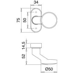 Profiltürknopf 2033/1620 Material Alu.F1 4-KT.M12mm fest EDI