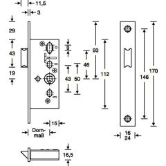 RR-Fallen-Einsteckschloss 24/ 25mm DIN L/R VA ktg.SSF
