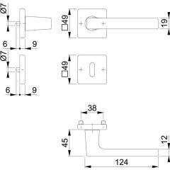 Rosettengrt.Dallas M1643/843KV/843KVS MS F96-1-R quad.BB DIN L/R D/D HOPPE