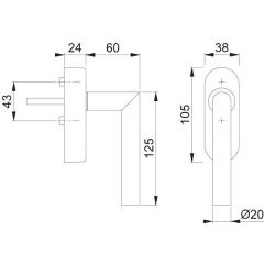 Fenstergriff Ams.E0400/FR-408 VA ma 20-30mm eFenstergriff HOPPE
