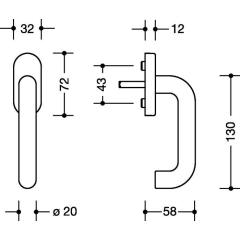 Fenstergriff 111PBFG PA 90 tiefschwarz 35mm Stand.HEWI