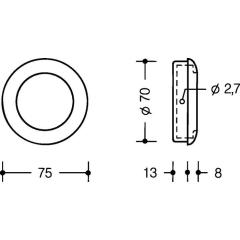 Einlassmuschel 538 MLB PA ma 90 tiefschwarz L.75mm B.75mm HEWI