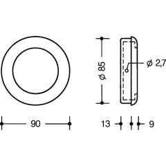 Einlassmuschel 538 MLB PA ma 90 tiefschwarz L.90mm B.90mm HEWI