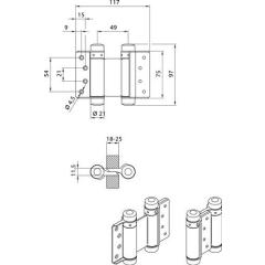 Pendeltürband VA Gr.29 L.75mm 15kg TS 18-25mm DENI | 2 Stück