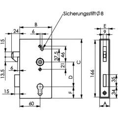 Schiebetorschlosskasten 140S DIN L/R Maß A30xB94xC172mm Dornm.60mm AMF