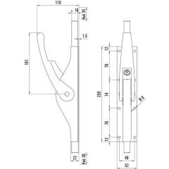 Tortreibriegel PLANO abschl.16mm abschl.Schlaufenanzahl 4 LM hell verz.DENI