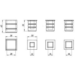 Steinbuchse f.Vierkantstangen 16mm Gusseisen 2-tlg.DENI