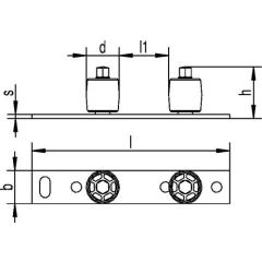 Doppelführung 659 STA verzinkt,gelb Stahlrolle HELM