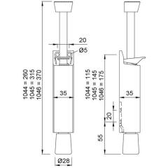 Türfeststeller 1044.02 Alu.silberf.lack.Hubh.60mm Türmontage KWS