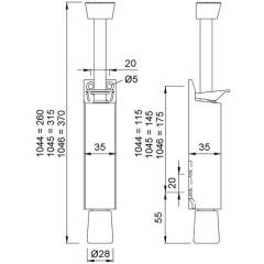 Türfeststeller 1045.02 Alu.silberf.lack.Hubh.90mm Türmontage KWS