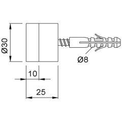 Wandtürpuffer 2008 VA ma L.25mm KWS