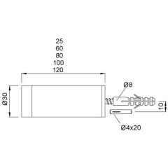 Wandtürpuffer 2070 Alu.silberf.elox.L.60mm KWS