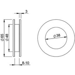 Muschelgriffpaar 5254 VA feingedreht EL.-D.50mm KWS