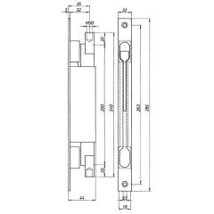 Kantriegel 9221 Stulpl.285mm Stulp-B.22mm STA verz.Hub 20mm DENI