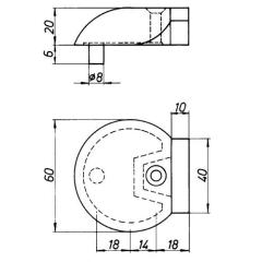 Türpuffer 3846 D.60mm H.20mm Alu.naturf./F1 Dübelmontage DENI
