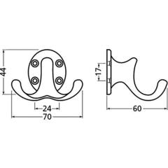 Mantelh.0029 zweifach A.60mm Alu.silberf.elox.H.47mm HERMETA