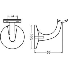 Handlaufträger 3501 Alu.ku.-besch.schwarz D.Wandplatte 56mm