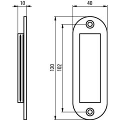 Schiebetürmuschel Alu.schwarz pulv.ov.2xD.5mm L.120mm B.40mm HERMETA