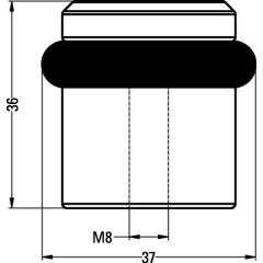 Bodentürpuffer 4735 D.39mm H.36mm Alu.silberf.ma elox.Dübelmontage HERMETA