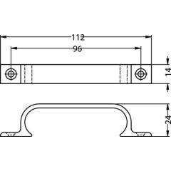 Handgriff A.21mm L.112mm B.14mm Alu.schwarz Löcher 2,D.4,3mm HERMETA
