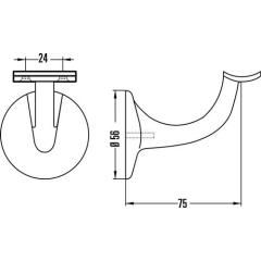 Handlaufträger 3506 Alu.silberf.elox.D.Wandplatte 56mm