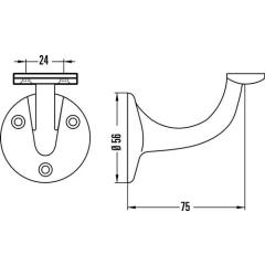 Handlaufträger 3507 Alu.silberf.elox.D.Wandplatte 56mm ger.Auflage HERMETA