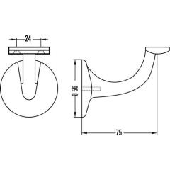 Handlaufträger 3508 Alu.silberf.elox.D.Wandplatte 56mm ger.Auflage HERMETA
