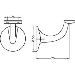 Handlaufträger 3508 Alu.ku.-besch.schwarz D.Wandplatte 56mm ger.Auflage HERMETA