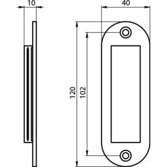 Schiebetürmuschel Alu.schwarz pulv.ov.2xD.5mm L.120mm B.40mm HERMETA