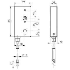 Schlosskasten 140V DIN L/R Maß A40xB94xC173mm Dornm.60mm AMF