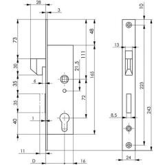 Rohrrahmen-Schiebetorschloss 8331 PZW 40mm AMF