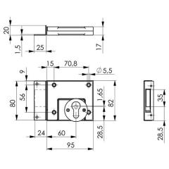 RGS 49 DIN L/R PZ m.Winkelschließbl.Dornm.60mm AMF