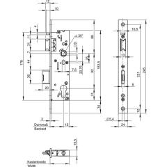 Panik-Einsteckschloss 7667 Fkt.E ktg 24x245 mm/40/92 DIN L/R VA 40mm WILKA