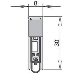 Türdichtung Schall-Ex L-8/30 WS 1-s.L.1208mm B.8mm Alu.silber silber HLT L/R