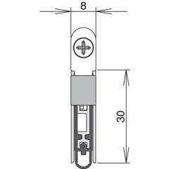 Türdichtung Schall-Ex L-8/30 WS 1-s.L.1208mm B.8mm Alu.silber silber HLT L/R