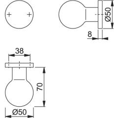 Knopfrosette 50/11 Alu.F1 Aufn.M12 Kugelknopf HOPPE
